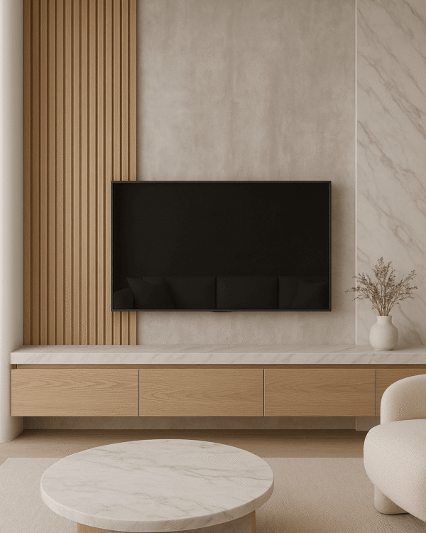Taupe Stone 4 mm premium PVC wandpaneel 96x280 cm met warme taupekleur en natuurlijke betonlook – MZ Home Decor