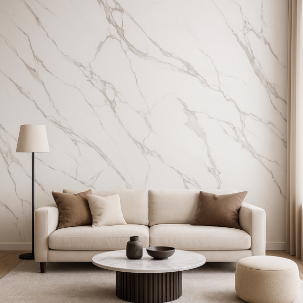 Polar Marble PVC wandplaat 122x280 cm – witte marmerlook met matte afwerking