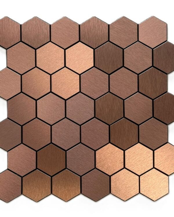 Koper hexagon mozaïek zelfklevend 30x30 cm S003