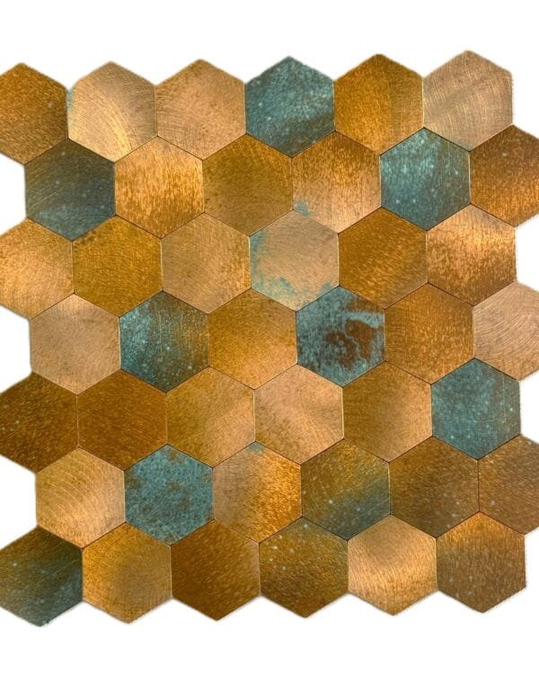 Copper Patina Hexagon Mozaïek S011 | Zelfklevend 30x30 cm