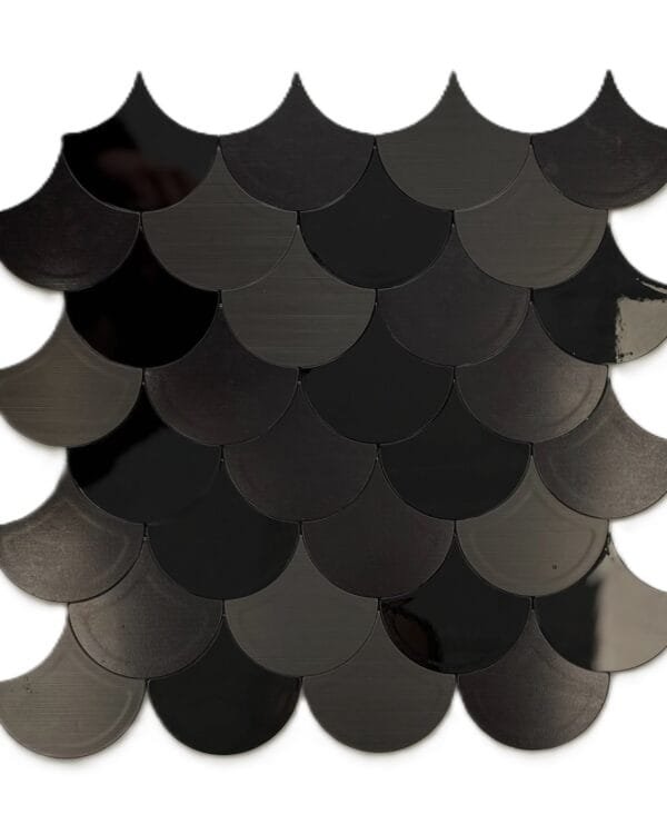 Zwart scallop mozaïek zelfklevend 30x30 cm S017