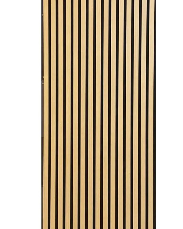 Akoestisch paneel gerookt eiken 280x60 cm met 3-zijdig fineer en verticale lattenstructuur